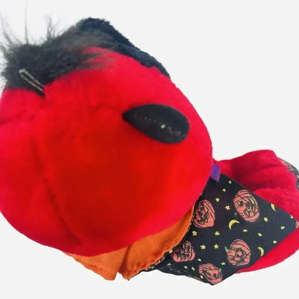 Vintage 1980s King Plush Red Devil Halloween Pumpkins Cape Jack O Lanterns Cute